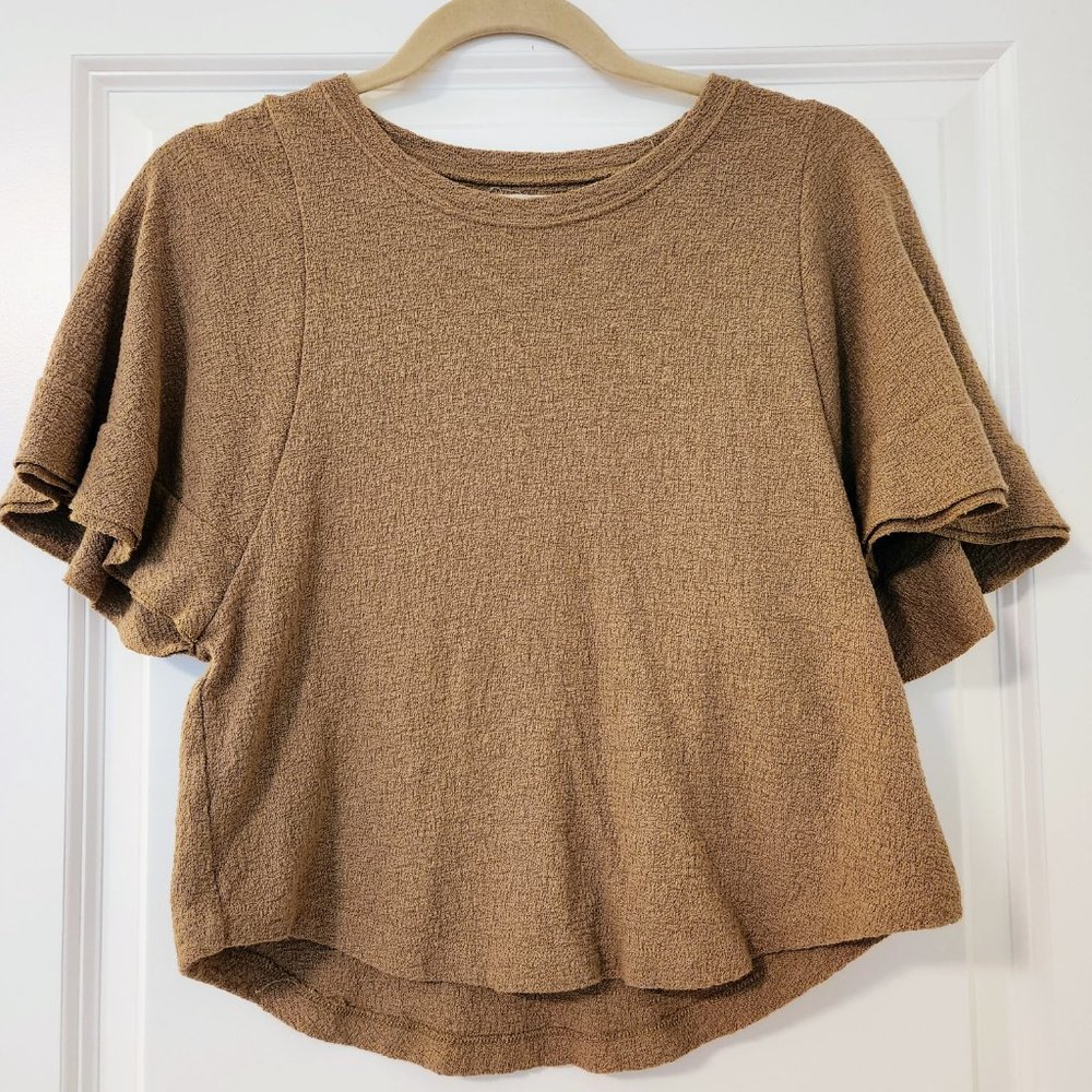 Madewell Flutter Sleeve Top Moss